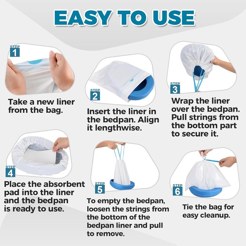 Storage Standard 70 Pack Bedpan Liners Disposable Commode Liners with Absorbent Pads – Bedpans or Bedside Commode Bags – Bed Pan Liners for Elderly Females, Men, Women - Bed Pans Liner Nursing Homes and Hospitals - Image 4